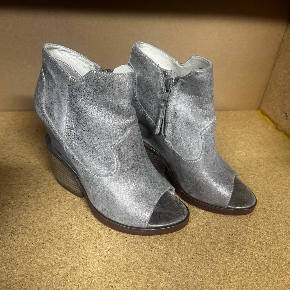 Ash Metallic Silver Ankle Booties